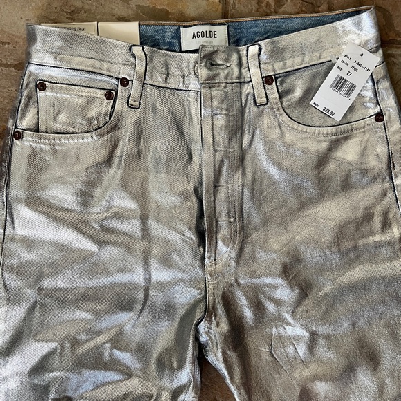 NWT Agolde 90s Pinch Waist Jeans in Tinfoil - Picture 2 of 6